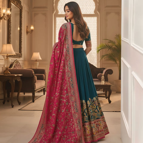 Printed Ready to Wear Lehenga & Unstitched Blouse With Dupatta