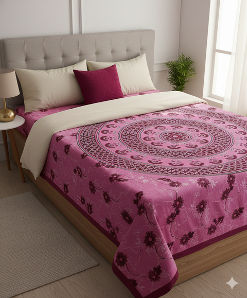 Premium Cotton Bedsheet Double | Double Bedsheet Cotton 2 Series | King/Queen Size